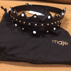 Maje Leather Belt with Studs
